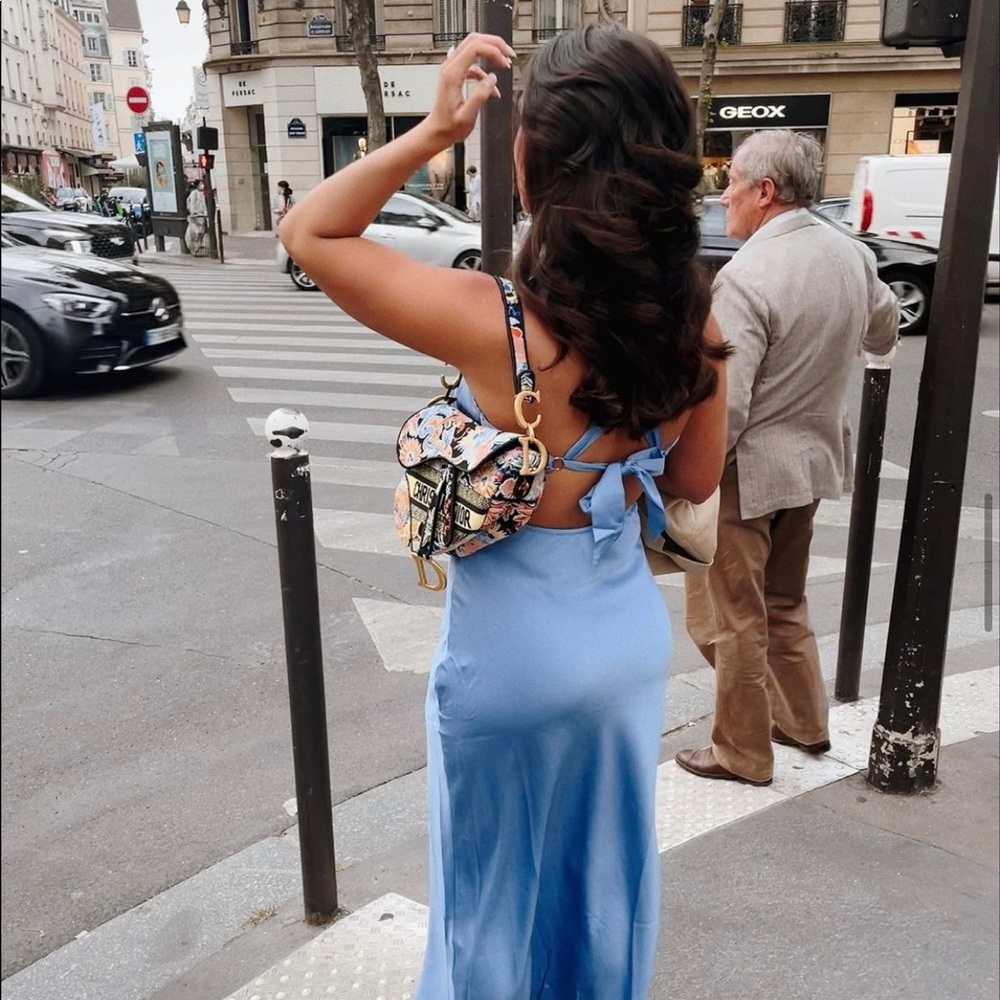 Dreamy blue satin maxi with gorgeous back detailing🦋